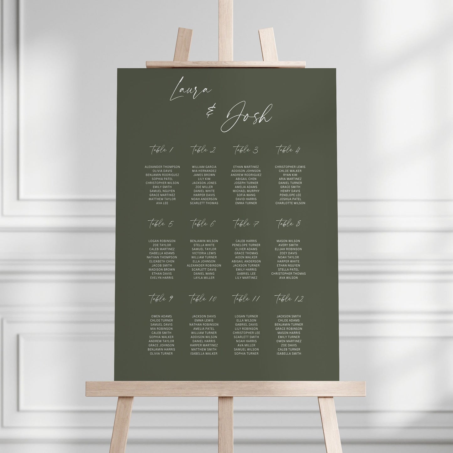 Olive Green Wedding Table Plan, Wedding Seating Sign, Olive Green Wedding Decor, Simple Olive Green Wedding Seating Plan Sign