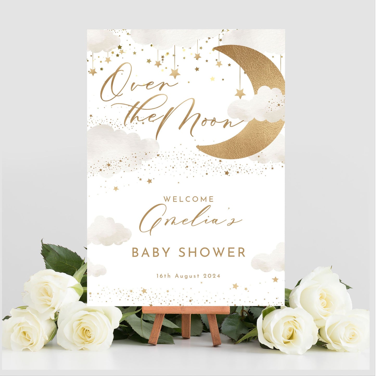 Over the Moon Baby Shower Selfie Frame & Sign