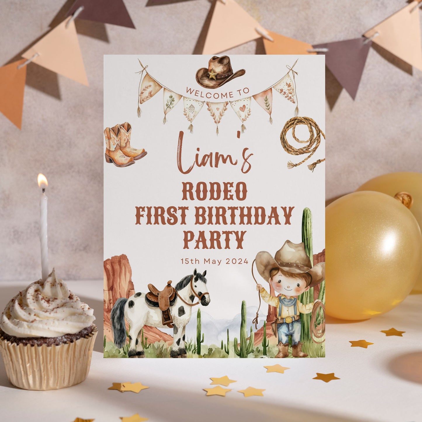 My First Rodeo Birthday Party Welcome Sign Rodeo 1st Birthday Party Decorations Cowboy 1st Birthday Party Sign, Printed Foamboard