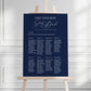 Elegant Navy Wedding Table Plan, Navy Seating Plan, Simple Navy Wedding Table Plan, Navy Find Your Seat Sign, Navy Wedding Entrance