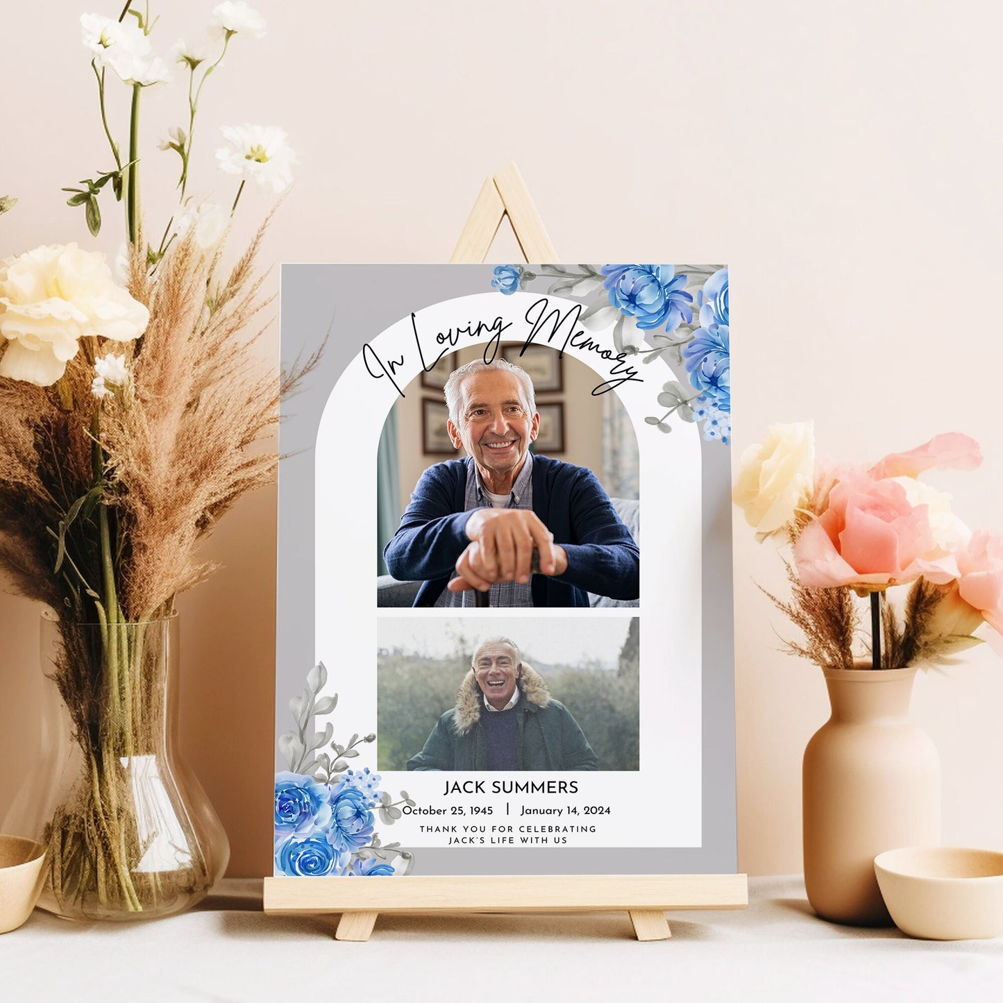 Funeral Memorial Sign With Photo In Loving Memory Funeral Sign Foamboard Memorial Sign Remembrance Foam Signs