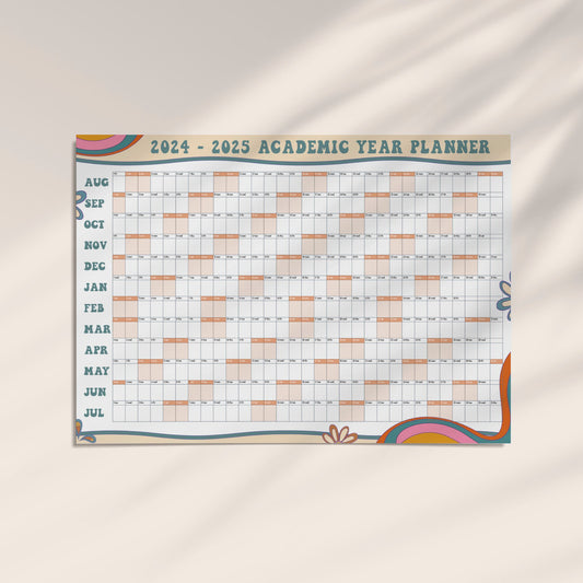 Academic Wall Calendar 2024-2025, Retro A1 School Year Classroom Wall Planner, Large Teacher Wall Planner, Student Academic Wall Calendar