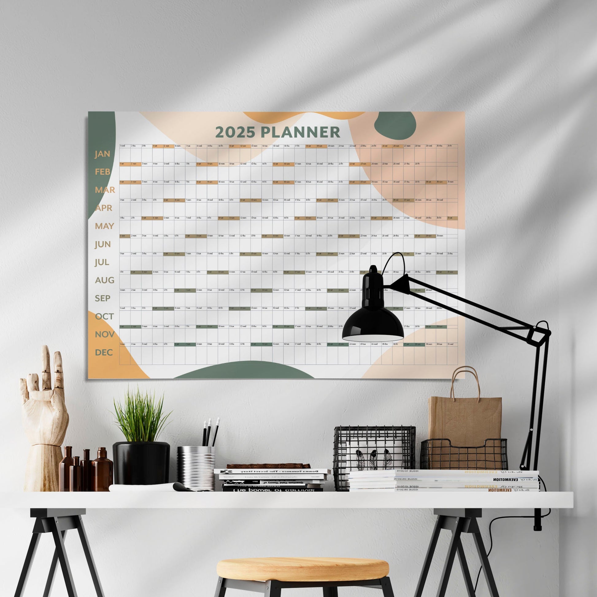 2025 Year Wall Calendar, A1 Year Planner, Large Annual Wall Planner, A1 Office Wall Planner, Year to View Calendar, Printed Monthly Calendar