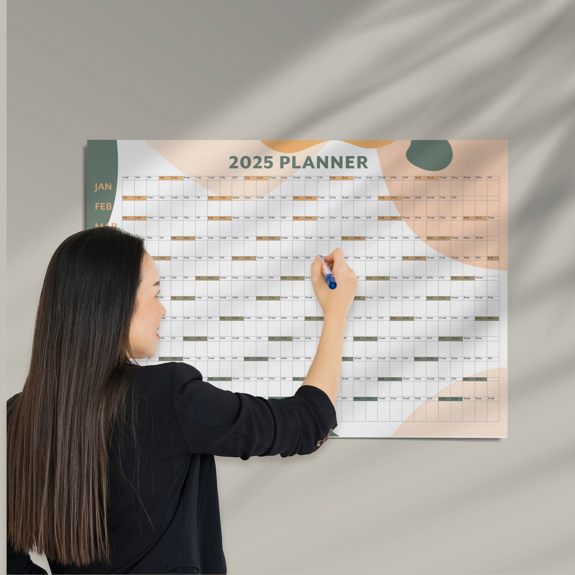 2025 Year Wall Calendar, A1 Year Planner, Large Annual Wall Planner, A1 Office Wall Planner, Year to View Calendar, Printed Monthly Calendar