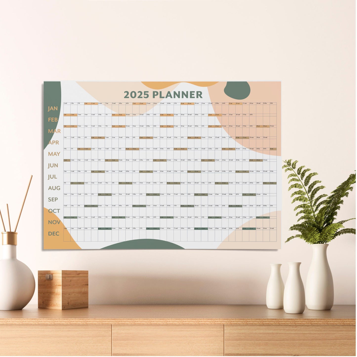 2025 Year Wall Calendar, A1 Year Planner, Large Annual Wall Planner, A1 Office Wall Planner, Year to View Calendar, Printed Monthly Calendar