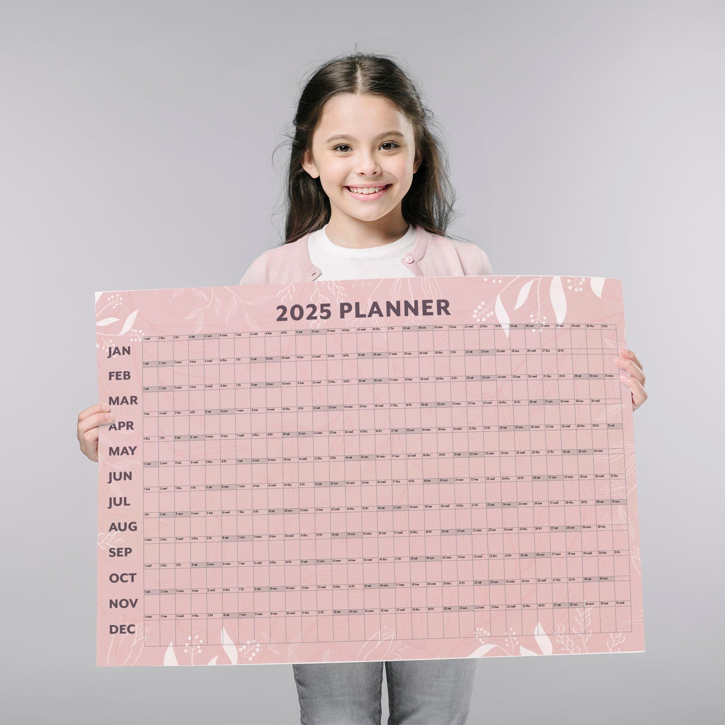 Pink 2025 Year Wall Calendar, A1 Year Planner, Large Annual Wall Planner, A1 Office Wall Planner, Year to View Calendar, Monthly Calendar