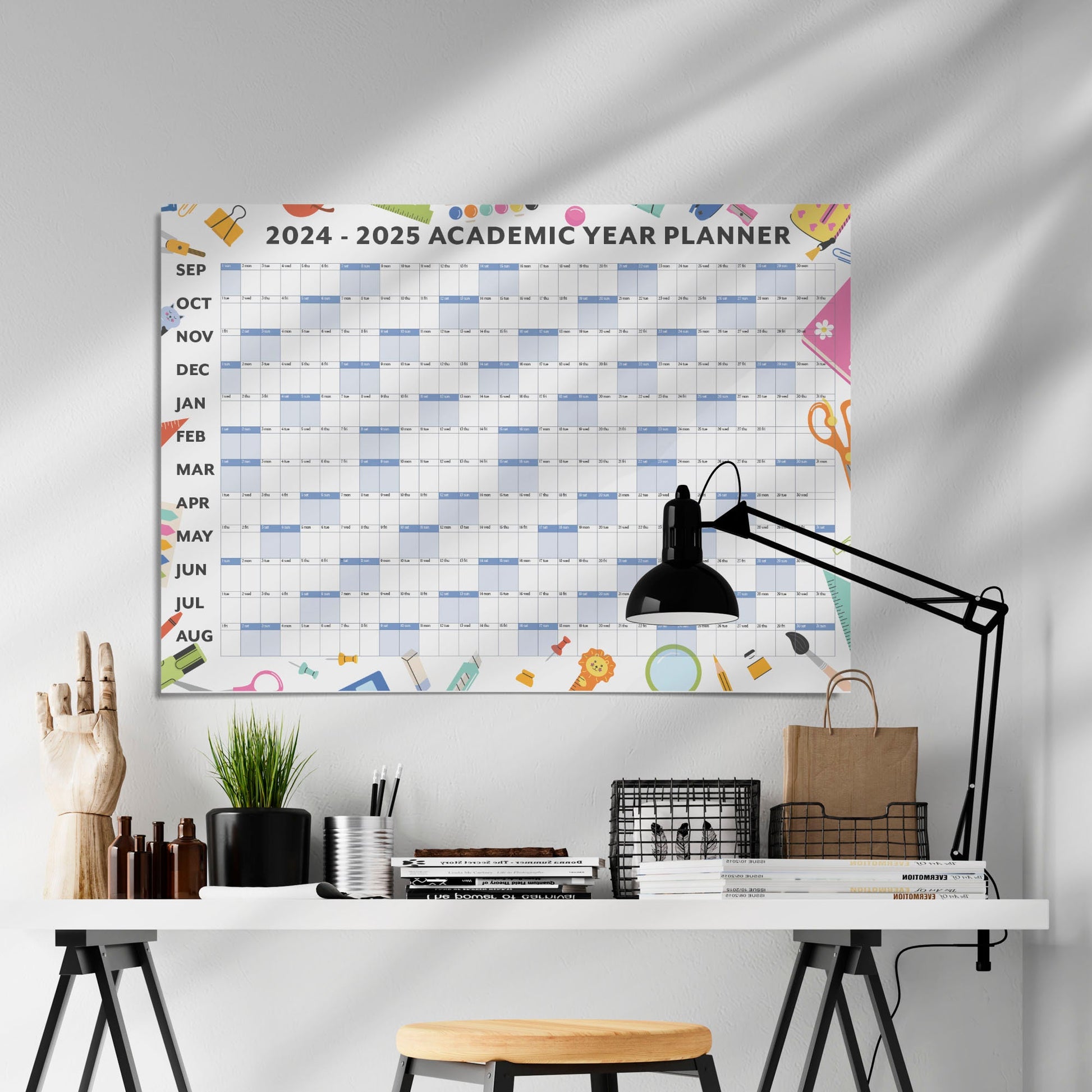 Academic Wall Calendar 2024-2025, Classroom A1 School Year Wall Planner, Large Teacher Wall Planner, Student Academic Wall Calendar