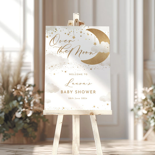 Over the Moon Baby Shower Selfie Frame & Sign