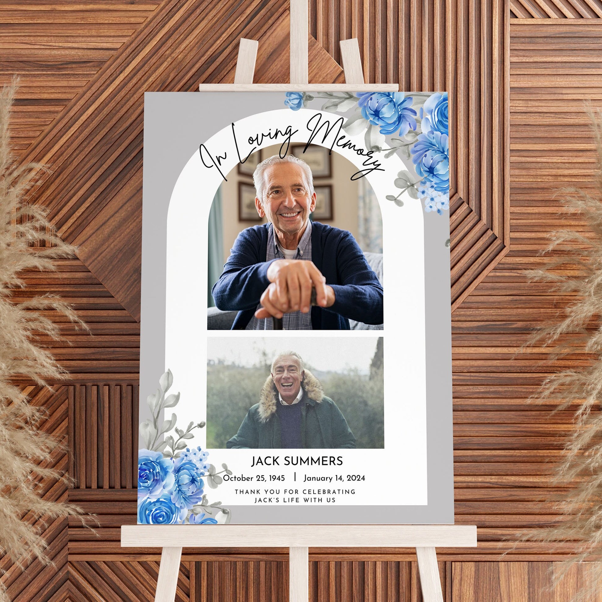 Funeral Memorial Sign With Photo In Loving Memory Funeral Sign Foamboard Memorial Sign Remembrance Foam Signs