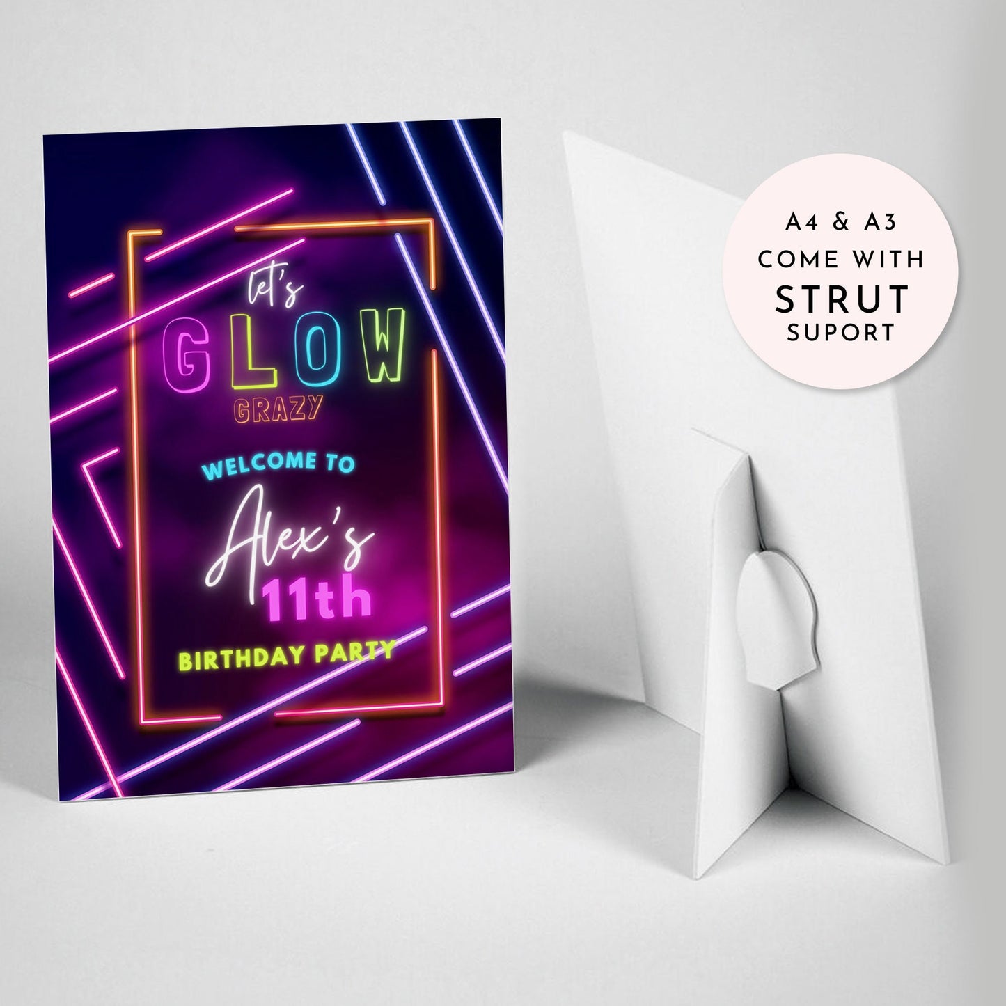 Let's Glow Crazy Party Sign Neon Birthday Party Sign Glow Party Custom Sign Girls Birthday Party Sign School Leavers Party Sign