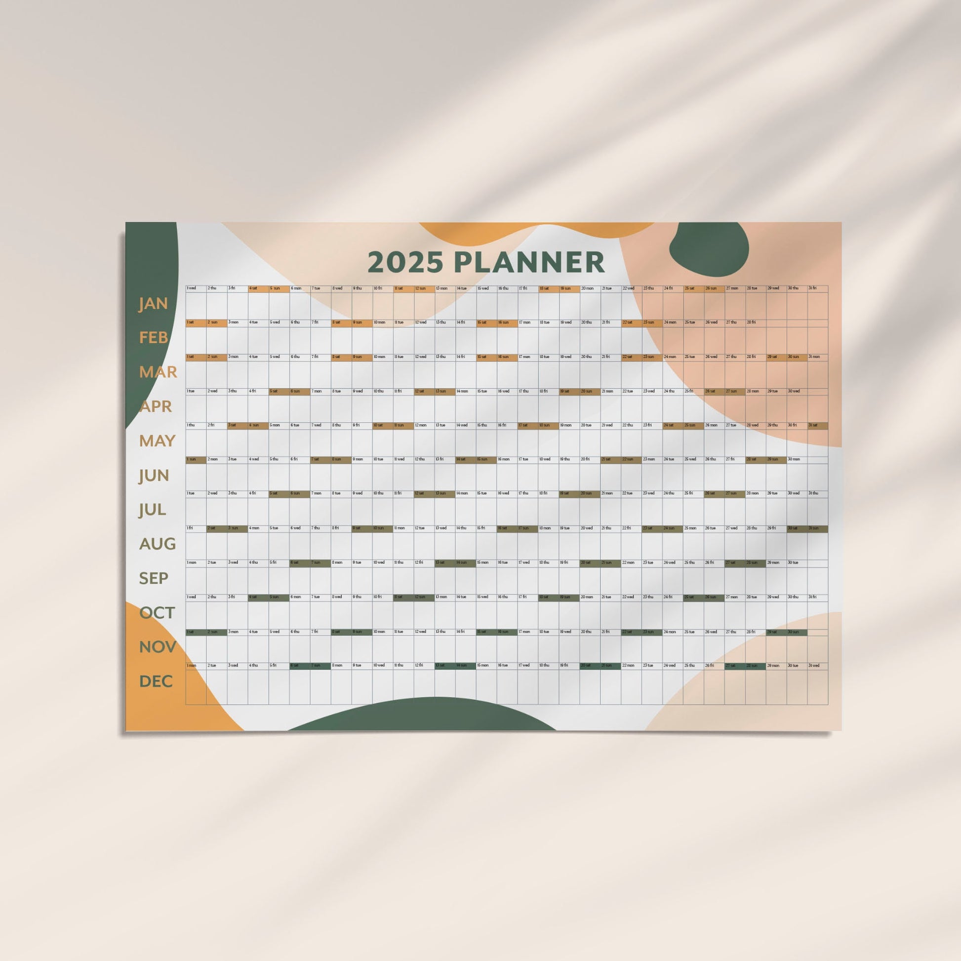 2025 Year Wall Calendar, A1 Year Planner, Large Annual Wall Planner, A1 Office Wall Planner, Year to View Calendar, Printed Monthly Calendar