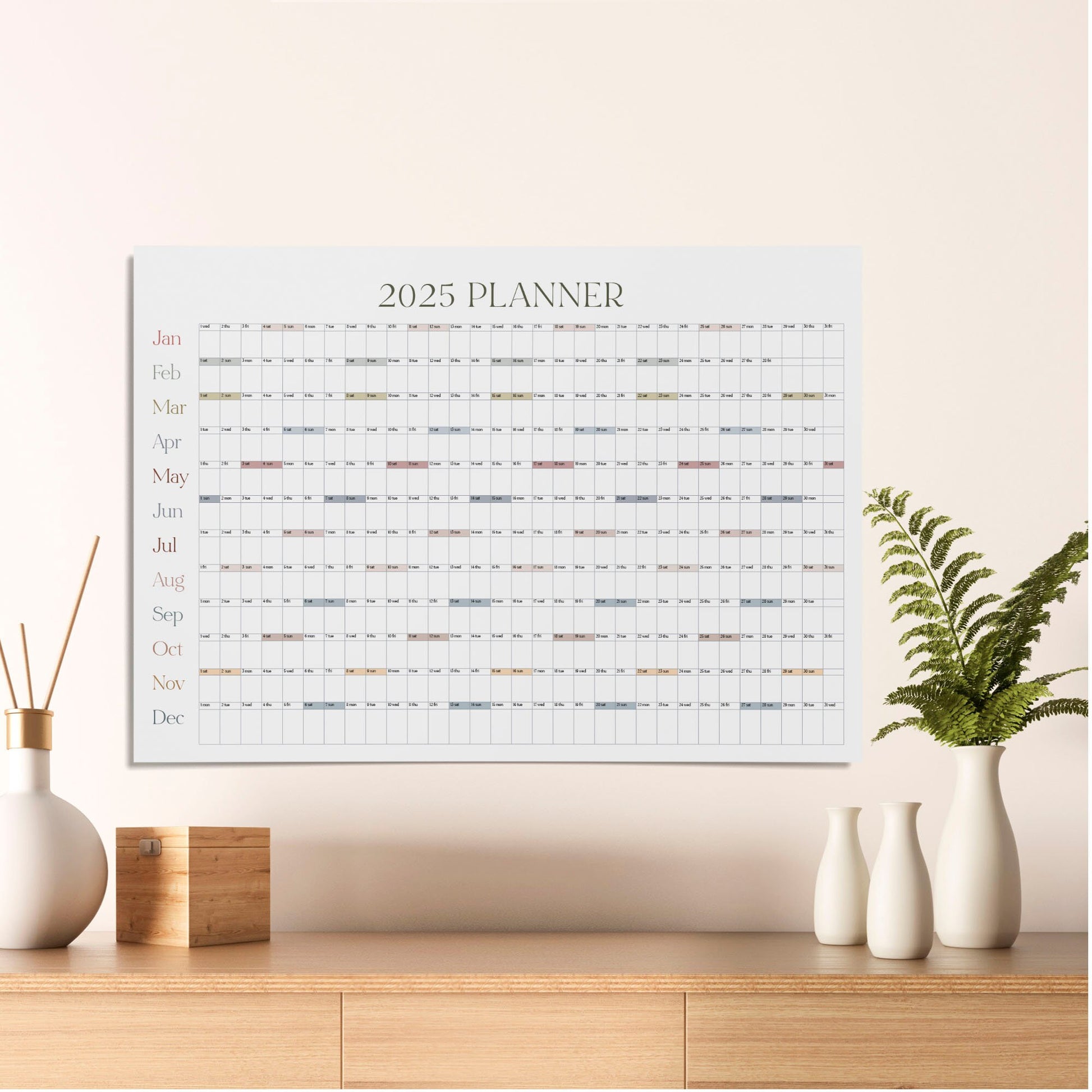 Simple 2025 Year Wall Calendar, A1 Year Planner, Large Annual Wall Planner, A1 Office Wall Planner, Year to View Calendar, Monthly Calendar