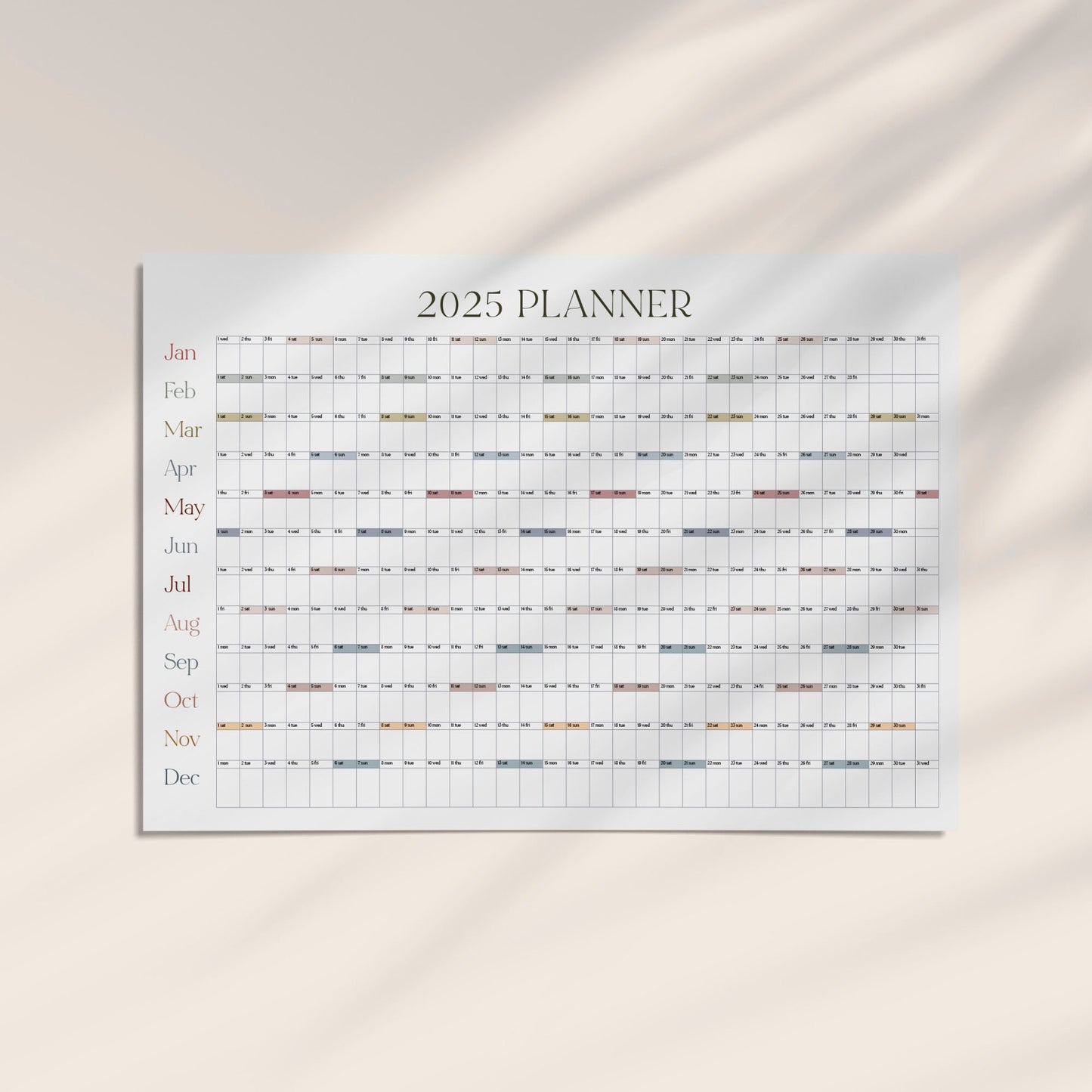 Simple 2025 Year Wall Calendar, A1 Year Planner, Large Annual Wall Planner, A1 Office Wall Planner, Year to View Calendar, Monthly Calendar