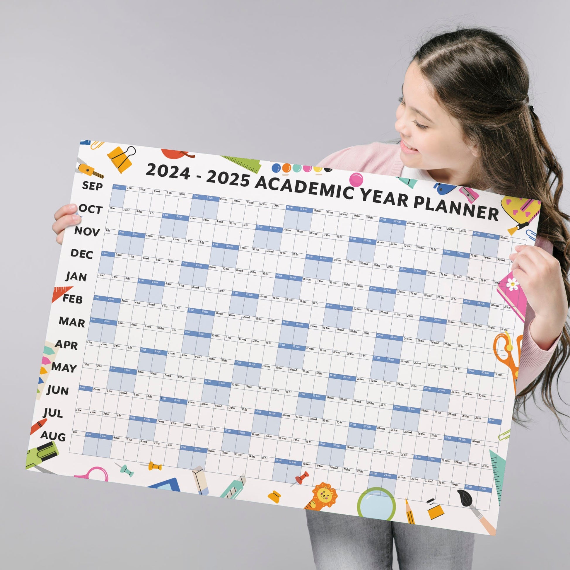 Academic Wall Calendar 2024-2025, Classroom A1 School Year Wall Planner, Large Teacher Wall Planner, Student Academic Wall Calendar