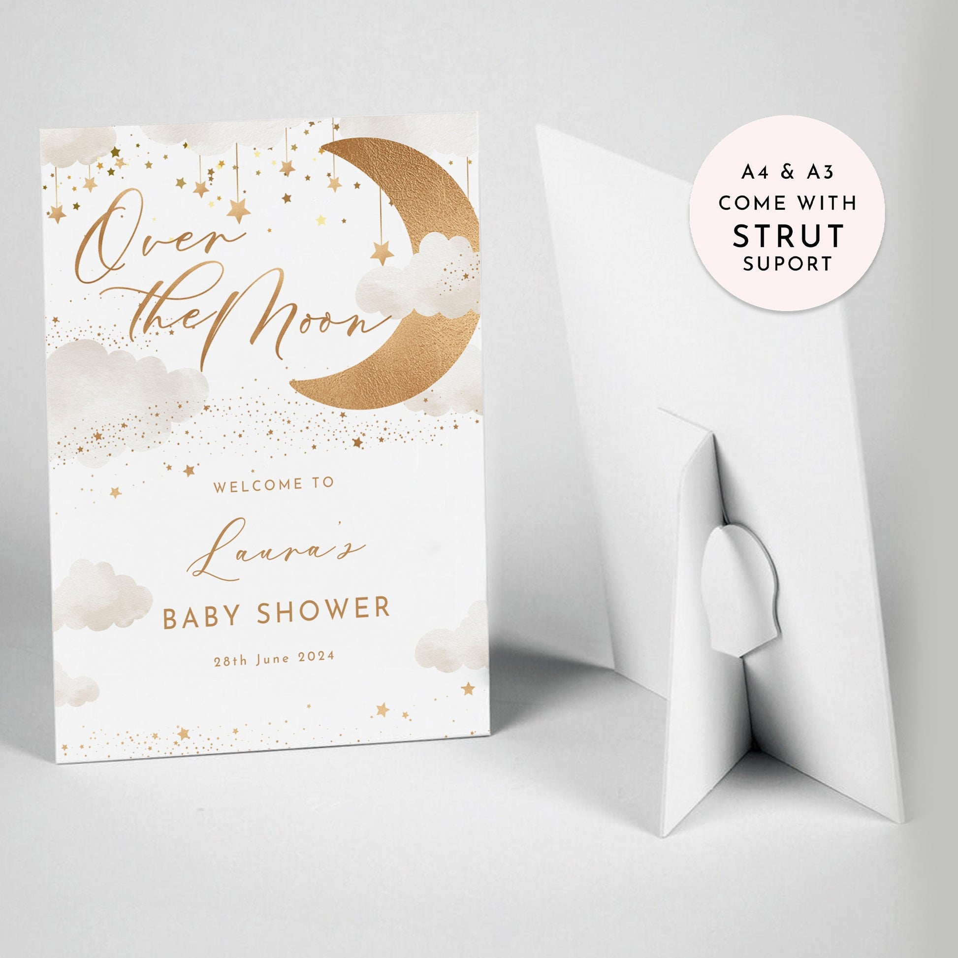 Over the Moon Baby Shower Selfie Frame & Sign