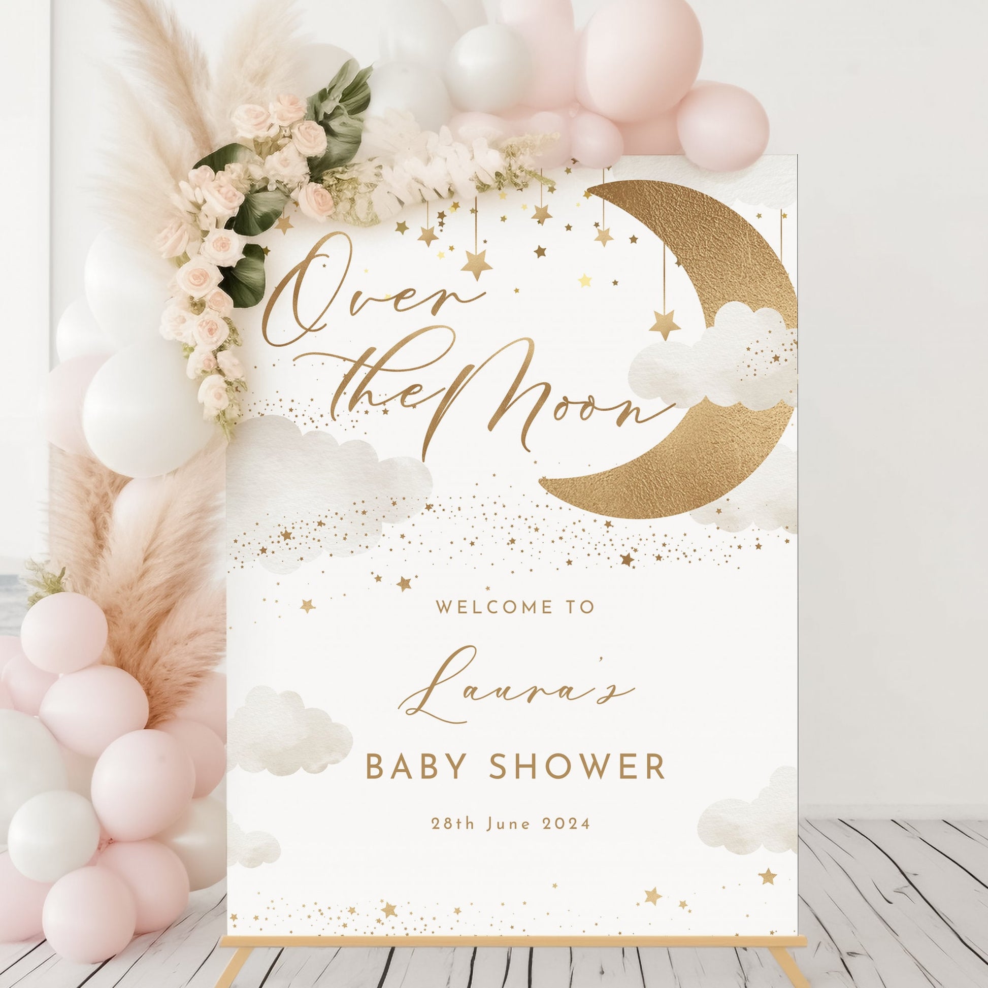 Over the Moon Baby Shower Selfie Frame & Sign