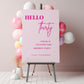 Neon Pink Hello 30 Welcome Party Sign