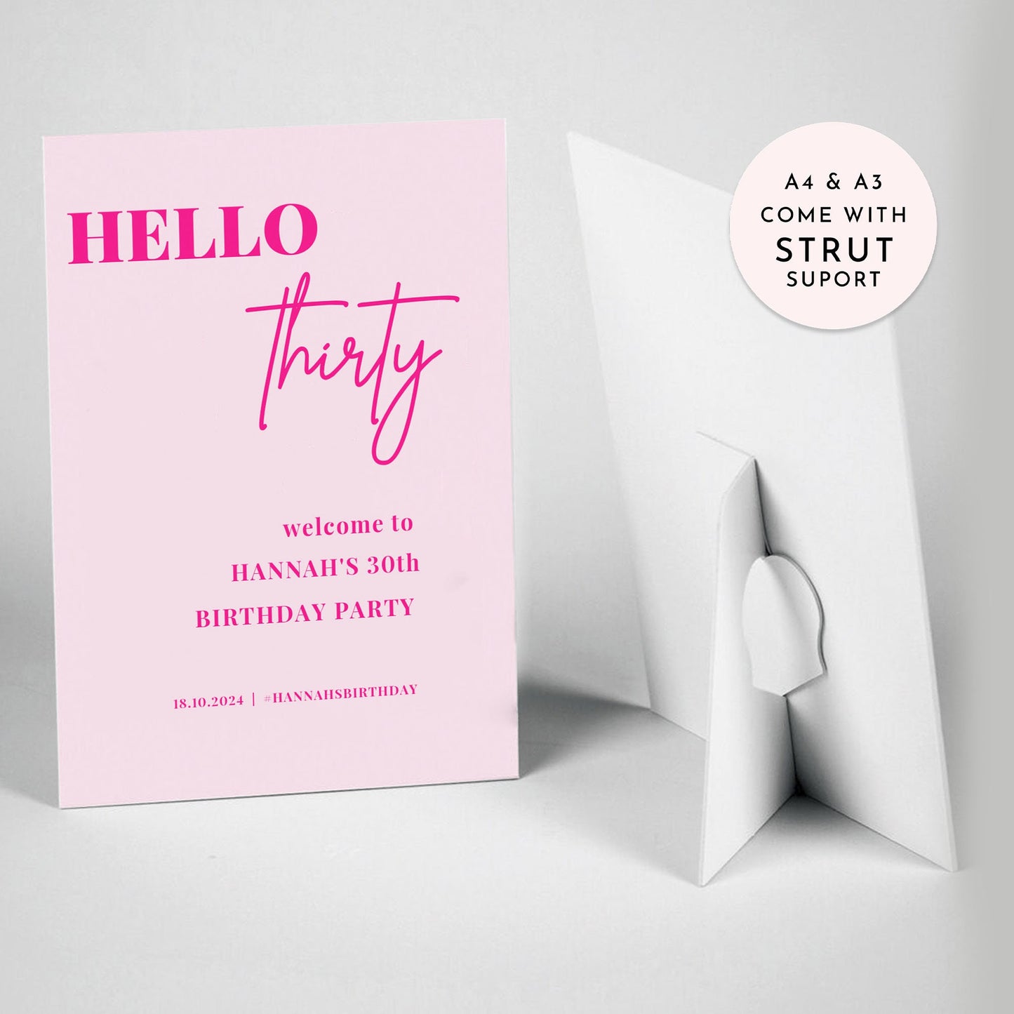 Neon Pink Hello 30 Welcome Party Sign