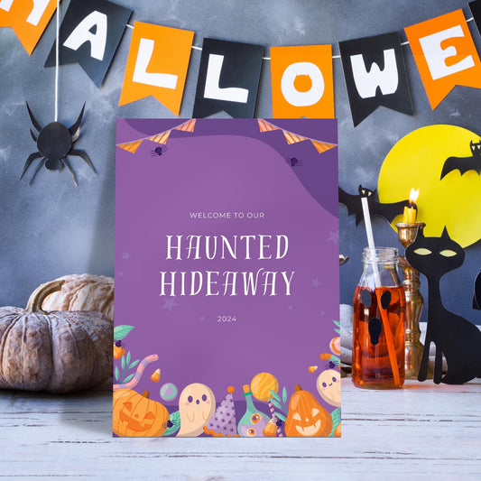 Halloween Table Sign Pumpkin & Ghosts Halloween Party Decor Halloween Decorations, Purple Halloween Sweet Table Sign, Printed Foamboard