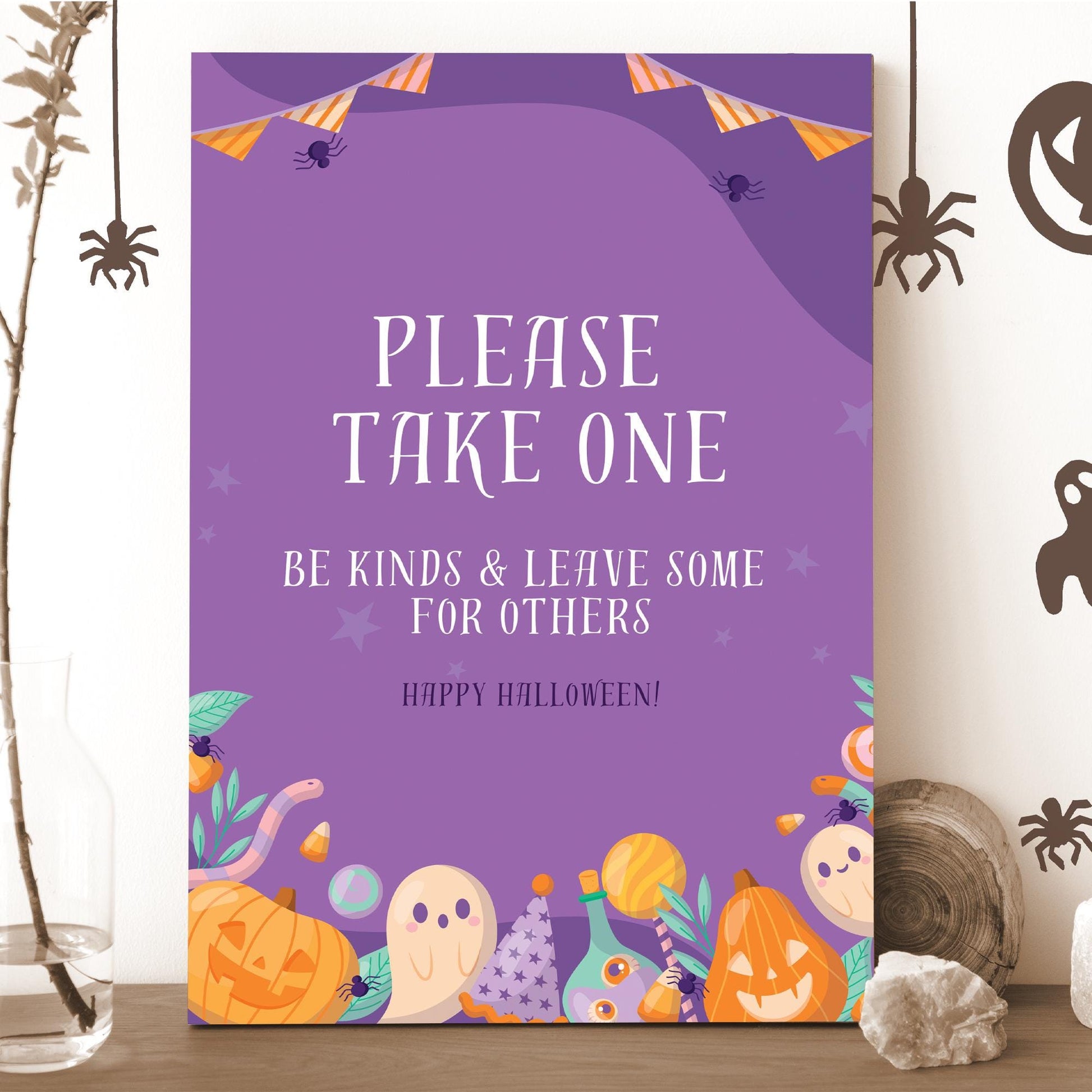 Halloween Table Sign Pumpkin & Ghosts Halloween Party Decor Halloween Decorations, Purple Halloween Sweet Table Sign, Printed Foamboard