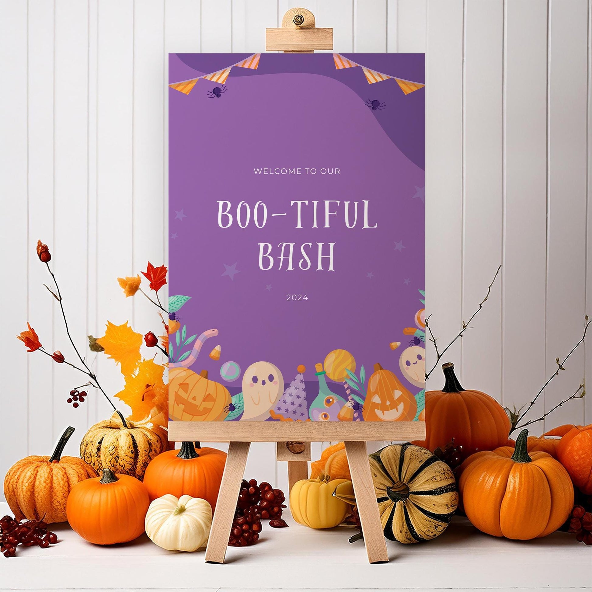 Halloween Table Sign Pumpkin & Ghosts Halloween Party Decor Halloween Decorations, Purple Halloween Sweet Table Sign, Printed Foamboard