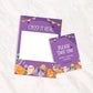 Purple Halloween Party Photobooth Frame and Matching Party Sign Halloween Decorations Personalised 2 Piece Set, Printed Foamboard