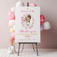 Pink Baptism Welcome Sign with Photo Christening Welcome Sign Daughter Baptism Day Pink Floral Naming Day Sign, Printed Foamboard