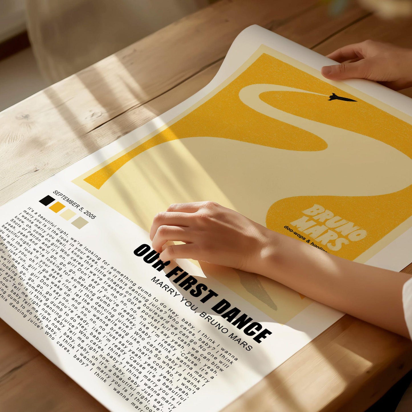 Song Lyrics Poster Album Cover Style, First Dance Wedding Song Favourite Song Lyrics Premium Poster, Sold as Unframed Poster