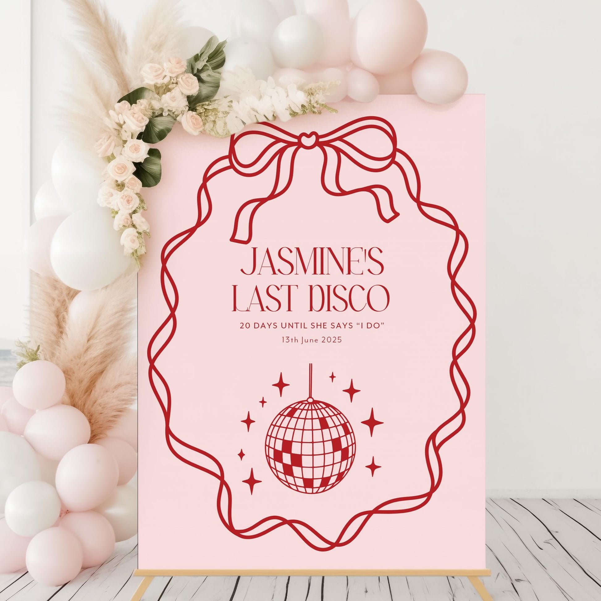 Last Disco Hen Party Sign, Pink Bow Hen Party Welcome Sign, Pink Disco Theme Hen Party Sign, Hen Party Decorations, Printed Foamboard Sign