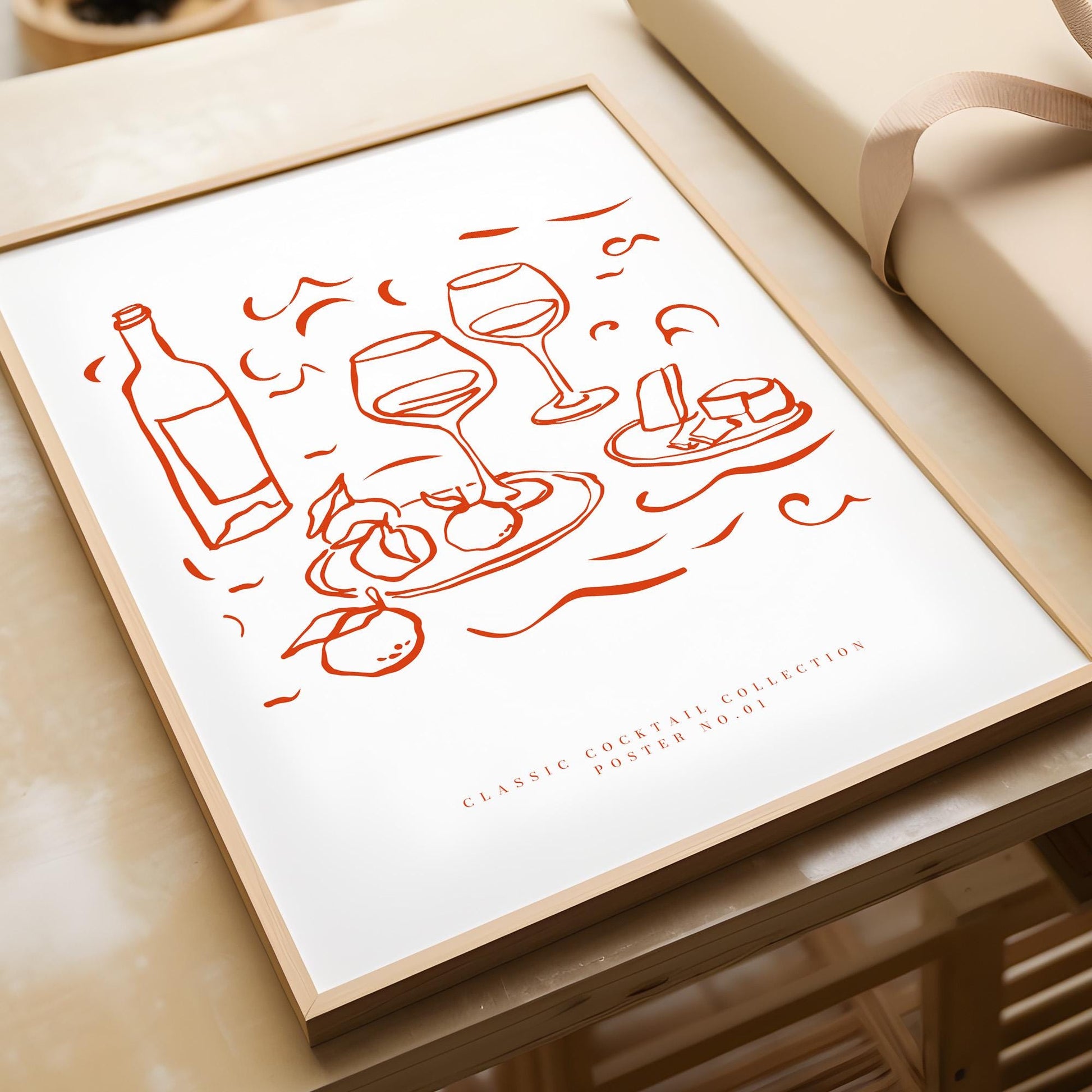 Classic Cocktail Collection Wall Art Print Wine Bar Decor Vintage Kitchen Poster Minimalist Line Art Fine Art | UNFRAMED POSTER