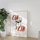 Wine lover decor poster showing cin cin cheers design with wine glasses and artistic line drawing