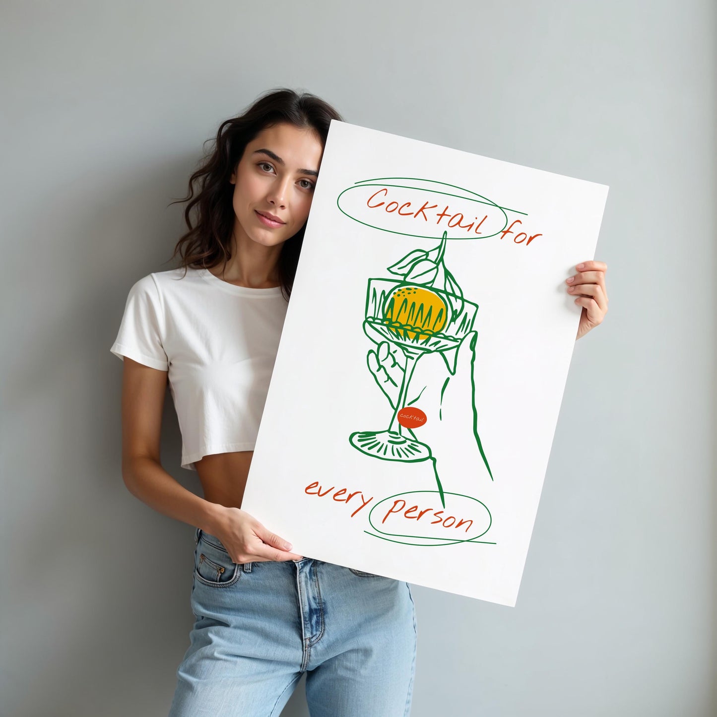 Fine art citrus poster with hand-drawn lemon grove and elegant typography