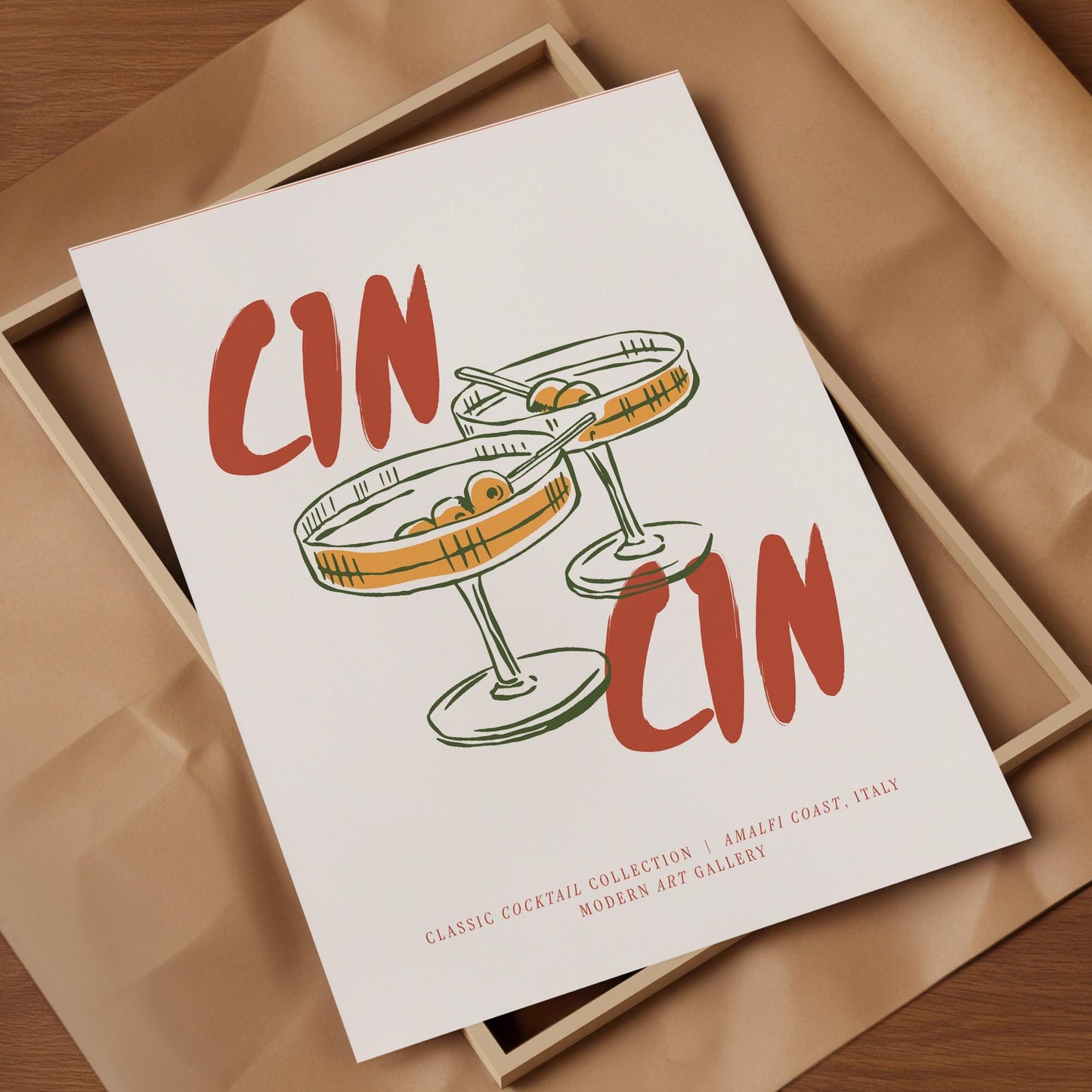 Classic Cocktail Collection Wall Art Print | Minimalist Bar Poster | Candlelight Drinks Decor | UNFRAMED POSTER
