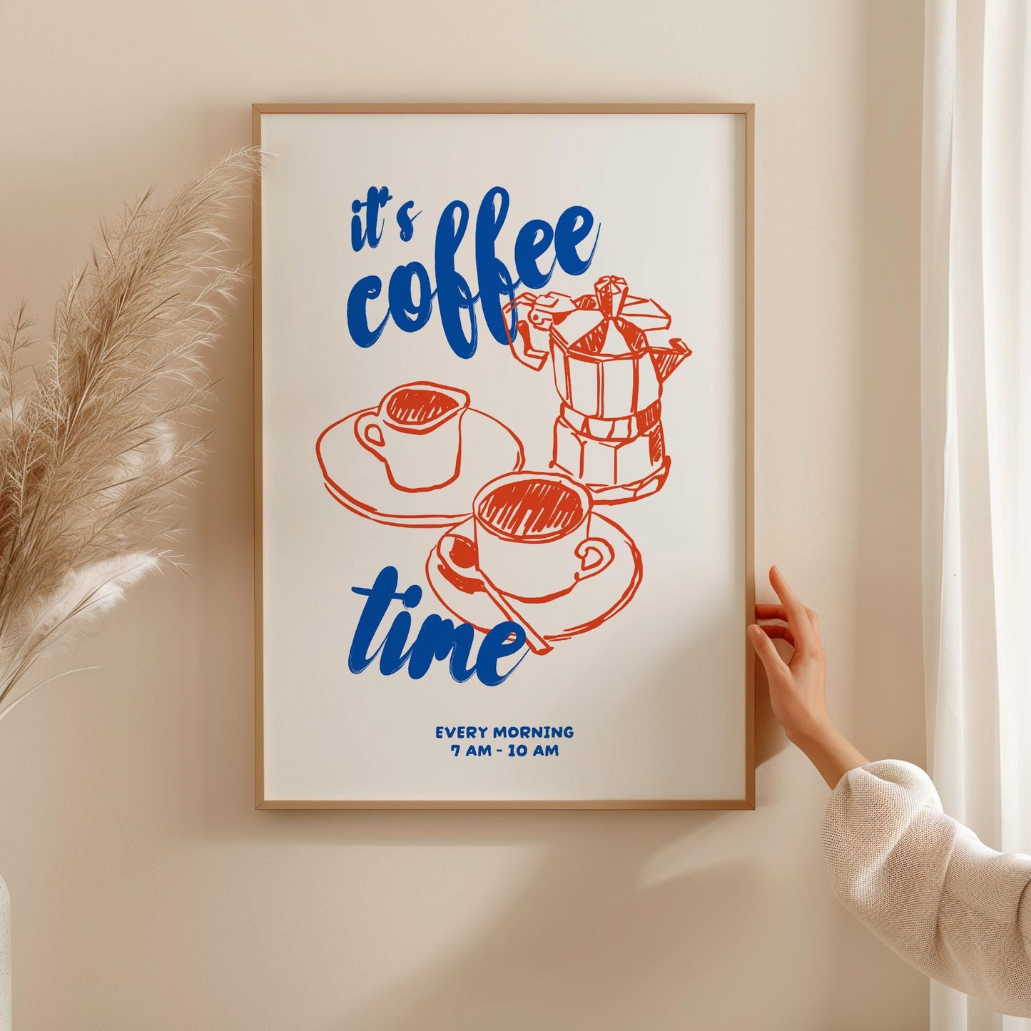 Coffee Makes Everything Better Wall Art Print | Breakfast Croissant Café Poster | Kitchen Dining Room Decor | UNFRAMED POSTER