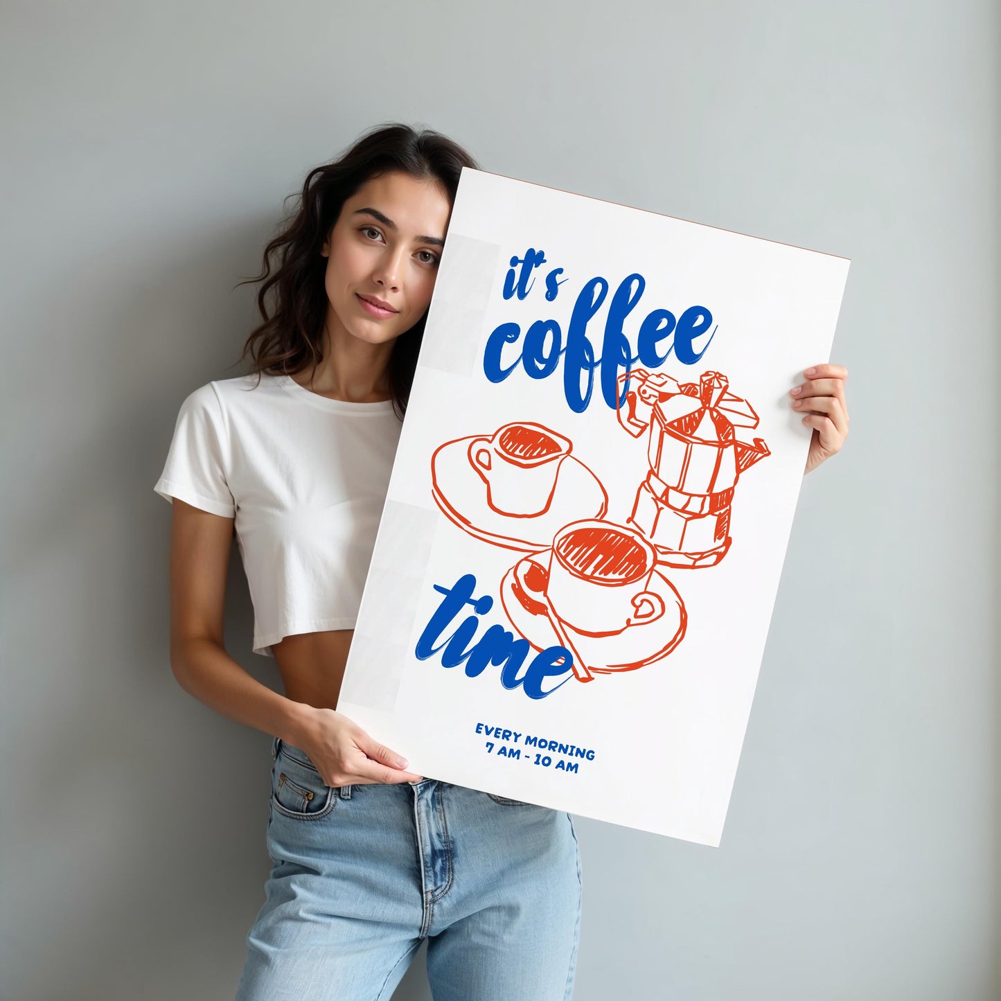 Coffee Makes Everything Better Wall Art Print | Breakfast Croissant Café Poster | Kitchen Dining Room Decor | UNFRAMED POSTER