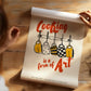Culinary themed wall art print with cooking utensils hanging rack illustration on fine art paper