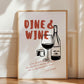 Wine themed wall decor print with terracotta lettering and black wine bottle illustration matte coating