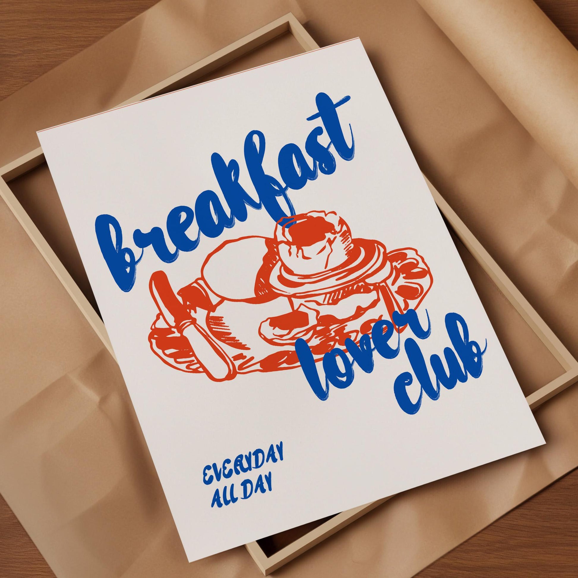 Food lover wall art print featuring breakfast club theme with illustrated pancakes printed on premium paper