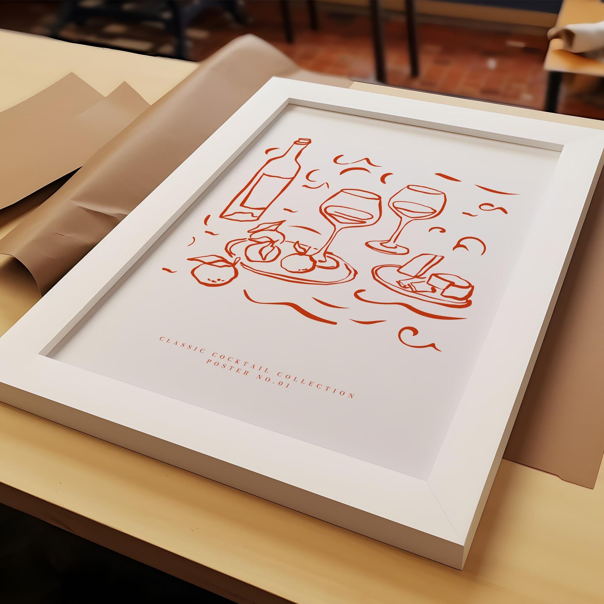 Classic Cocktail Collection Wall Art Print Wine Bar Decor Vintage Kitchen Poster Minimalist Line Art Fine Art | UNFRAMED POSTER