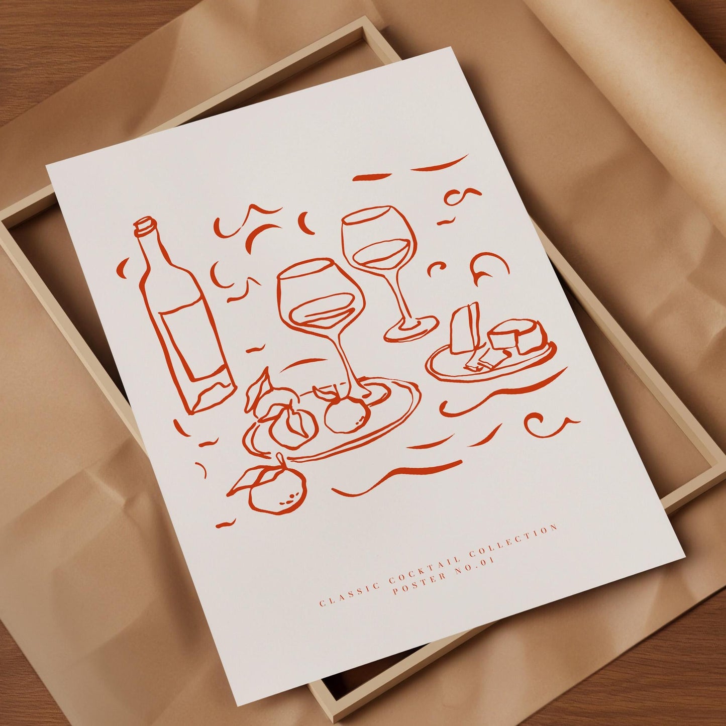 Classic Cocktail Collection Wall Art Print Wine Bar Decor Vintage Kitchen Poster Minimalist Line Art Fine Art | UNFRAMED POSTER