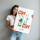 Kitchen and bar wall art with green wine bottle and vibrant red lettering