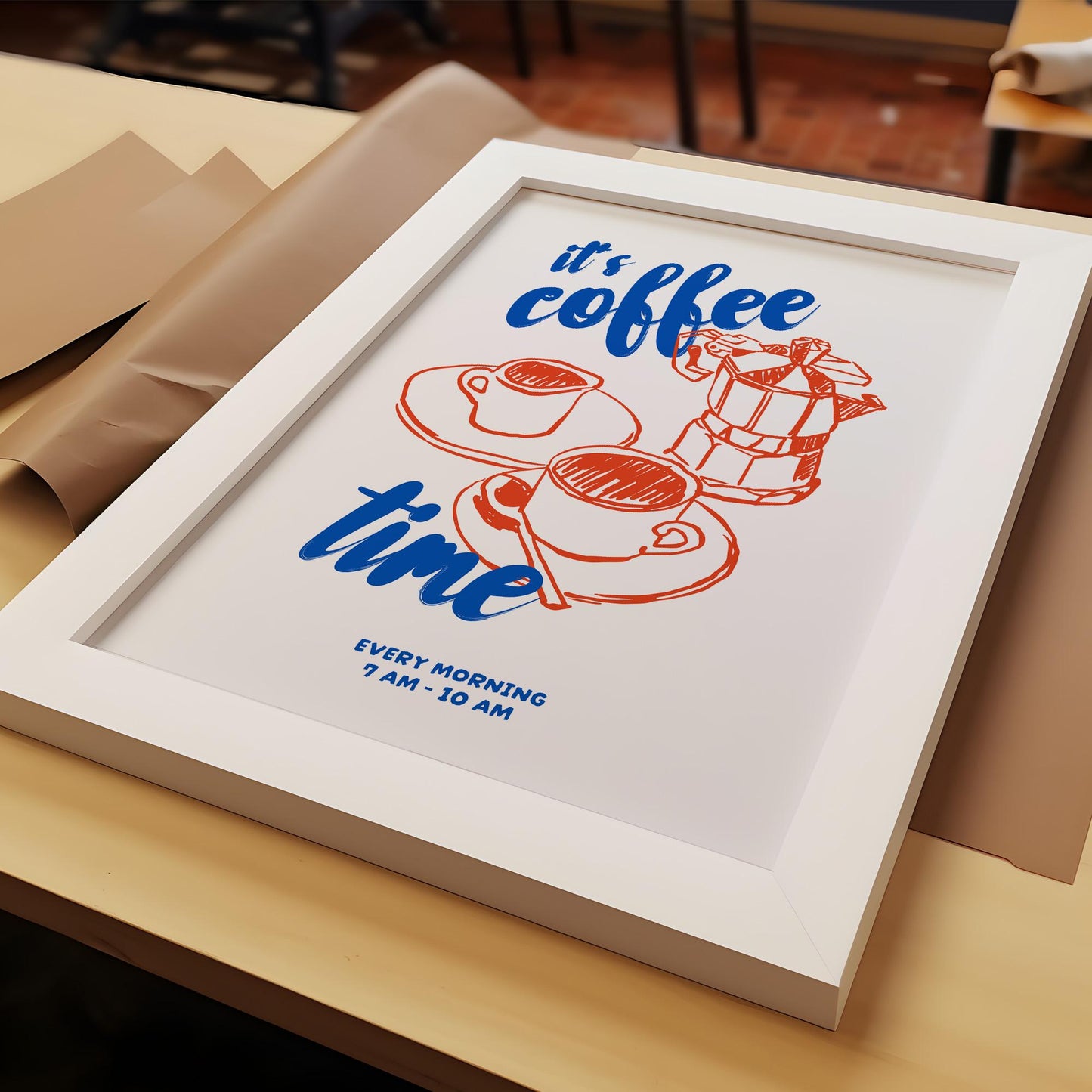 Coffee Makes Everything Better Wall Art Print | Breakfast Croissant Café Poster | Kitchen Dining Room Decor | UNFRAMED POSTER