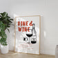 Kitchen wine decor poster with inspirational quote and classic wine bottle glass illustration