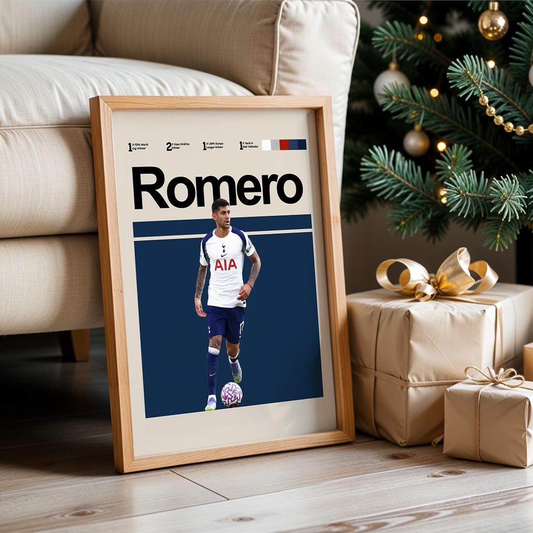 Set of 3 Tottenham Player Posters – Son, Maddison, Romero, Richarlison, Kulusevski, Vicario, Kane – Football Wall Art Gift