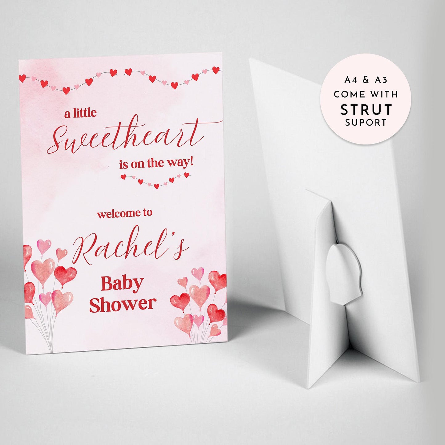 A Little Sweetheart Is On The Way Baby Shower Welcome Sign, Pink Valentine Baby Shower Invite, Red Sweetheart Baby Shower Foamboard Sign