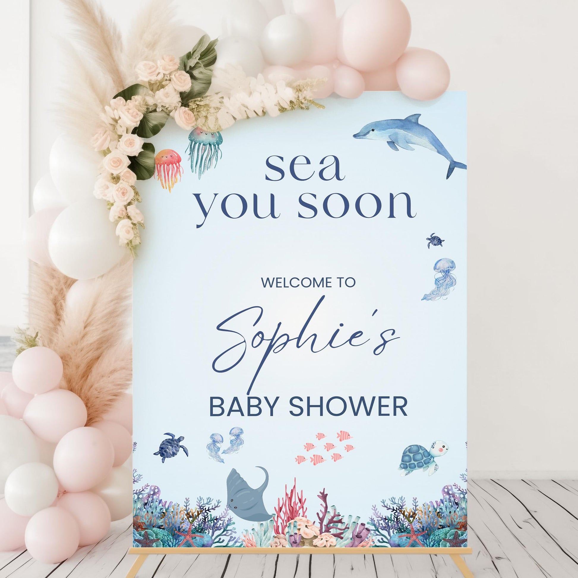 Sea You Soon Baby Shower Welcome Sign, Ocean Baby Shower Decorations, Under the Sea, Baby On The Way Foamboard Sign