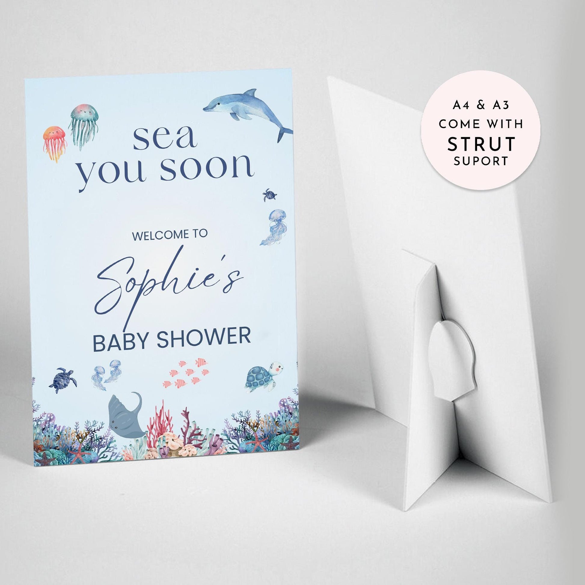 Sea You Soon Baby Shower Welcome Sign, Ocean Baby Shower Decorations, Under the Sea, Baby On The Way Foamboard Sign