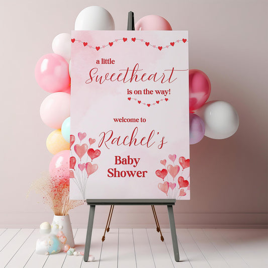 A Little Sweetheart Is On The Way Baby Shower Welcome Sign, Pink Valentine Baby Shower Invite, Red Sweetheart Baby Shower Foamboard Sign