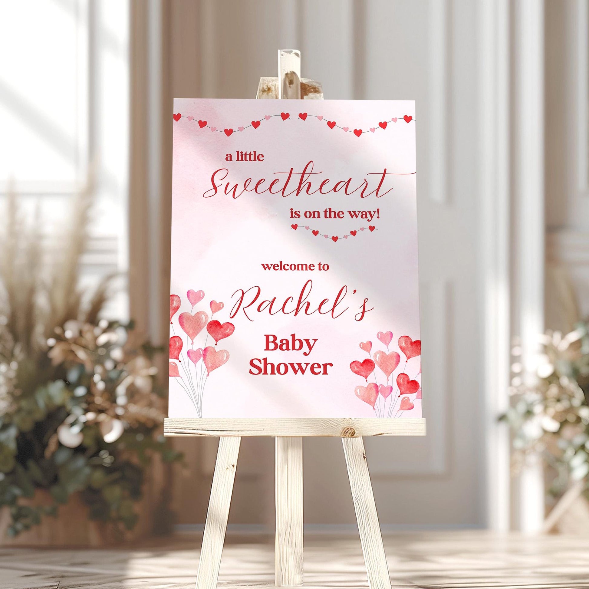A Little Sweetheart Is On The Way Baby Shower Welcome Sign, Pink Valentine Baby Shower Invite, Red Sweetheart Baby Shower Foamboard Sign