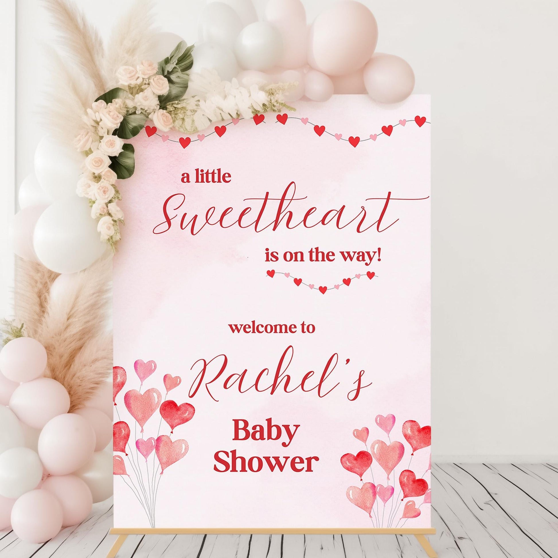 A Little Sweetheart Is On The Way Baby Shower Welcome Sign, Pink Valentine Baby Shower Invite, Red Sweetheart Baby Shower Foamboard Sign